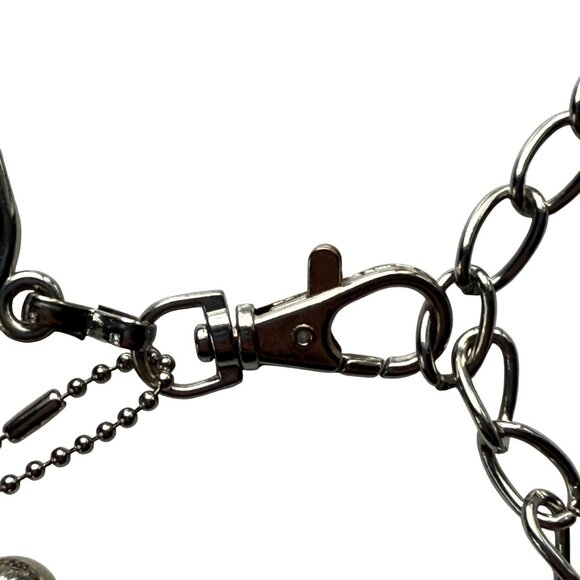 Mudd Womens Heart Chain Belt Adjustable Silvertone 50" With Charm Accent - Picture 4 of 5